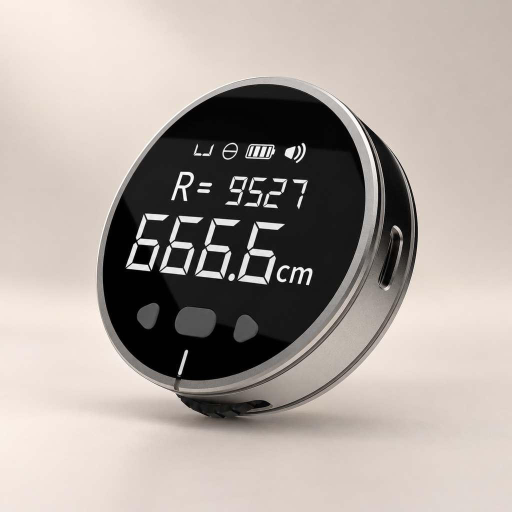 Medidor digital de distancia portátil 0-99m | Superficies Curvas y Blandas | Carga USB-C | AERFYND